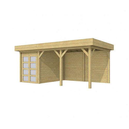 Blokhut-WoodVision-Topvision-Tuinhuis-Zwaluw-met-luifel-400-cm-groen