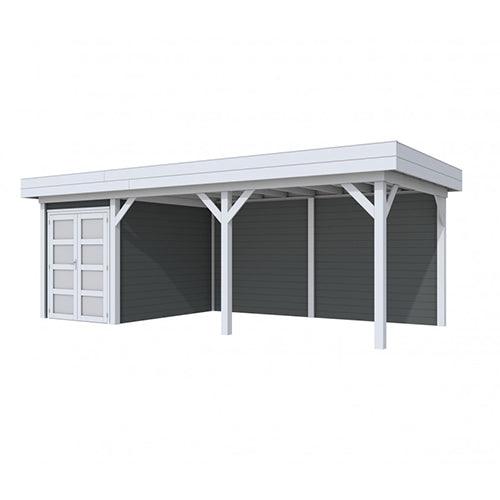 Blokhut-WoodVision-Topvision-Tuinhuis-Zwaluw-met-luifel-500-cm-lichtgrijs-antraciet