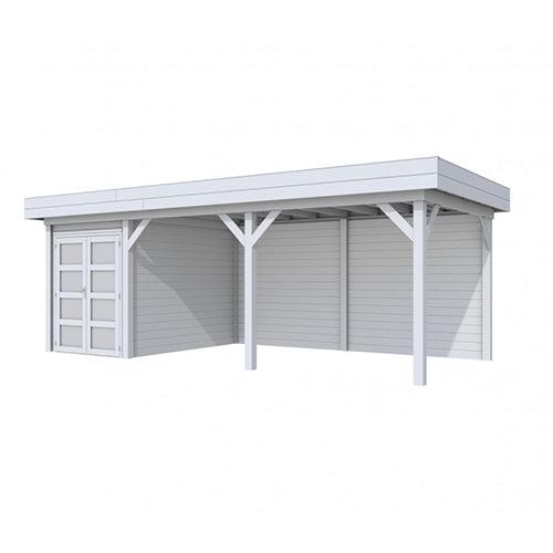 Blokhut-WoodVision-Topvision-Tuinhuis-Zwaluw-met-luifel-500-cm-lichtgrijs