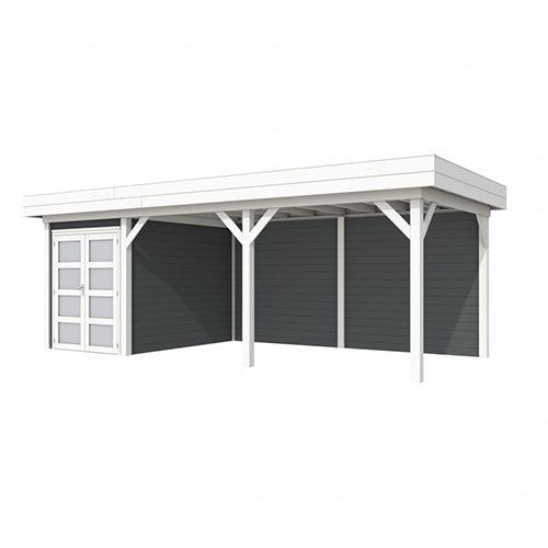 Blokhut-WoodVision-Topvision-Tuinhuis-Zwaluw-met-luifel-500-cm-wit-antraciet