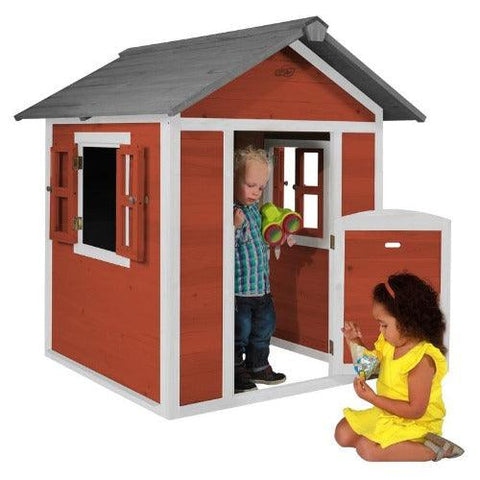 Image of Kinderen-spelen-in-sunny-speelhuis-lodge-rood-wit