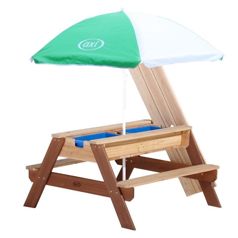 FUN HOUSE | Set van houten picknicktafel en parasol met FUN HOUSE | Set van houten picknicktafel en parasol met
