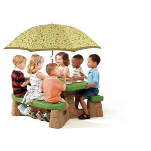 Speelelement | Step2 - Picknicktafel met parasol (groen) - JouwSpeeltuin