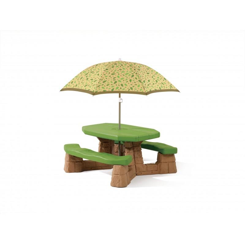 Speelelement | Step2 - Picknicktafel met parasol (groen) - JouwSpeeltuin