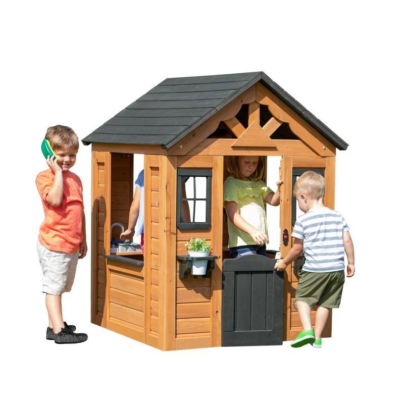 Houten speelhuis Amande - Speelhuisje met een houten zandbak Houten speelhuis Amande - Speelhuisje met een houten zandbak