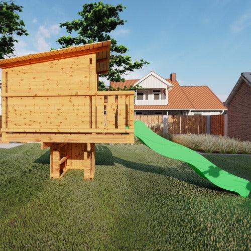 Villa-Panda-zijkant-boomhut-met-glijbaan-outdoor-island