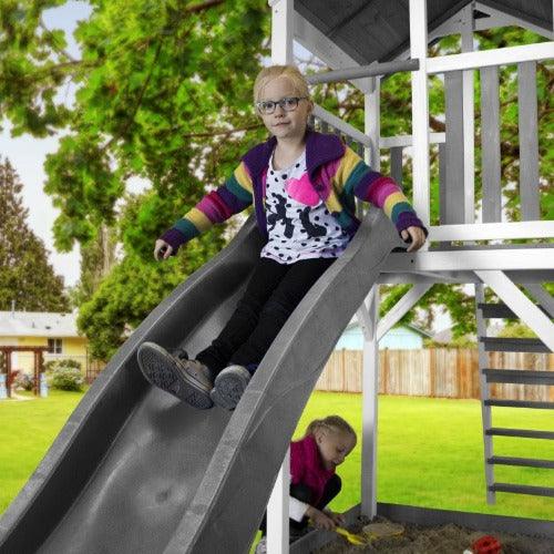 beach-tower-speeltoren-grijs-wit-glijbaan-sunny-meisje-jouw-speeltuin