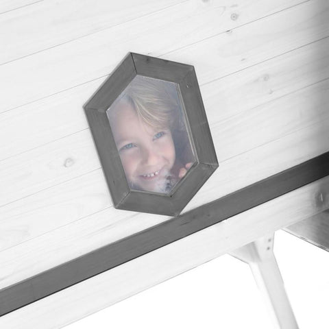 Image of Houten speelhuisje | Sunny - Cabin XL (grijs/wit) - JouwSpeeltuin