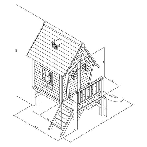 Image of Houten speelhuisje | Sunny - Cabin XL (grijs/wit) - JouwSpeeltuin