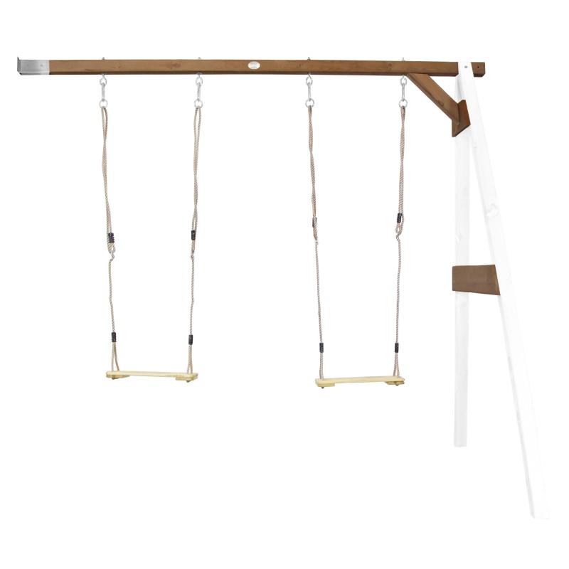 Schommel | AXI - Dubbele aanbouwschommel (wit/bruin) - JouwSpeeltuin