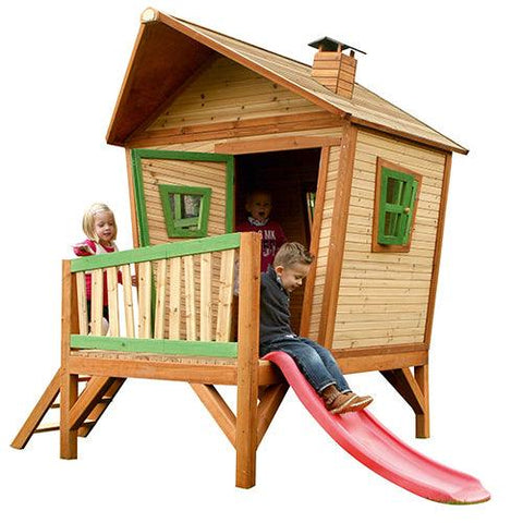 Image of houten-speelhuisje-met-veranda-en-glijbaan-iris-axi