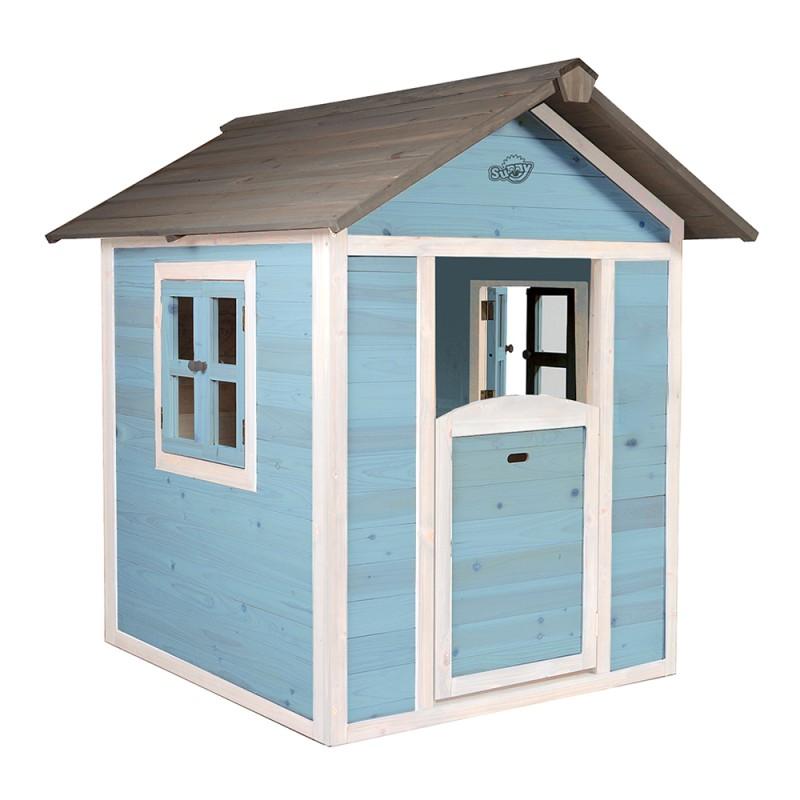 Houten speelhuisje | Sunny - Lodge (blauw/wit) - JouwSpeeltuin