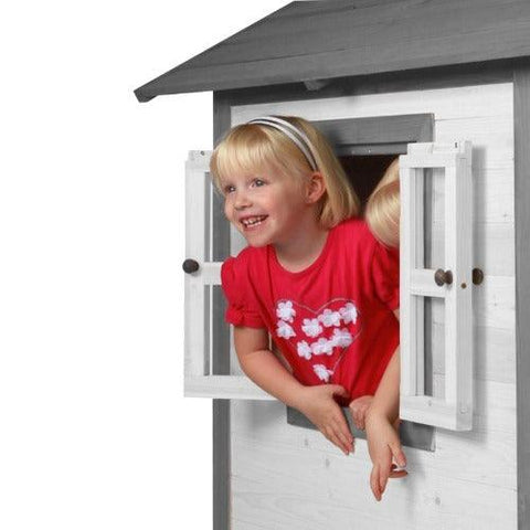 Image of speelhuis-lodge-grijs-wit-sunny-speelhuisje-kind-raam