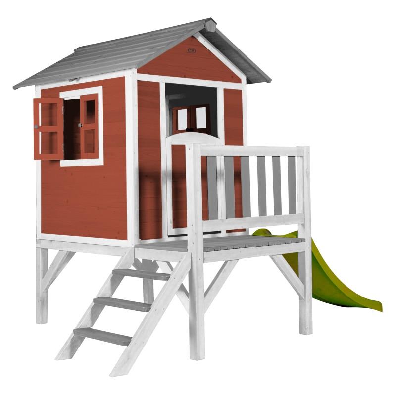 Houten speelhuisje | Sunny - Lodge XL (rood/wit) - JouwSpeeltuin