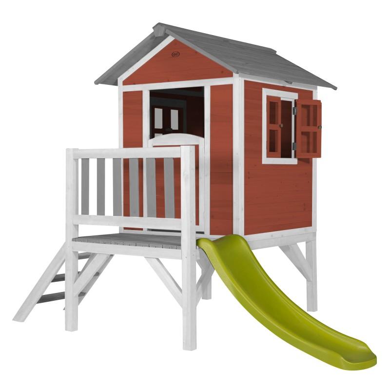Houten speelhuisje | Sunny - Lodge XL (rood/wit) - JouwSpeeltuin