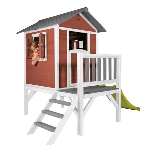 Image of Houten speelhuisje | Sunny - Lodge XL (rood/wit) - JouwSpeeltuin
