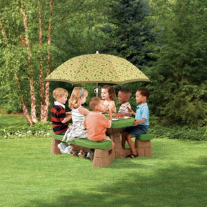 Speelelement | Step2 - Picknicktafel met parasol (groen) - JouwSpeeltuin