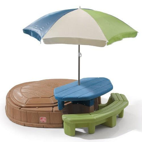 Image of step2-zandbak-met-picktafel-en-parasol-jouw-speeltuin