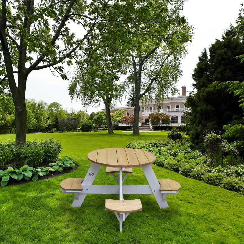 Speelelement | UFO Picknicktafel (bruin/wit) - JouwSpeeltuin