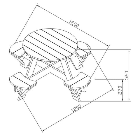 Image of Speelelement | UFO Picknicktafel (bruin/wit) - JouwSpeeltuin